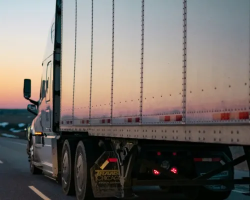 Truck Driving Down a Highway
